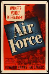 8w028 AIR FORCE 1sh '43 Howard Hawks, John Garfield, Gig Young, Warner's Wonder Entertainment!