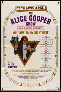 8w030 ALICE COOPER: WELCOME TO MY NIGHTMARE 1sh '75 it's the JAWS of rock, art of Alice Cooper!
