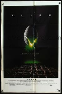 8w031 ALIEN 1sh '79 Ridley Scott outer space sci-fi monster classic, cool hatching egg image!