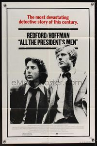 8w032 ALL THE PRESIDENT'S MEN 1sh '76 Dustin Hoffman & Robert Redford as Woodward & Bernstein!