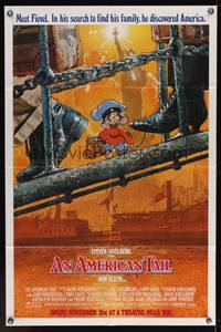 8w037 AMERICAN TAIL advance 1sh '86 Steven Spielberg, Don Bluth, art of Fievel the mouse by Drew!