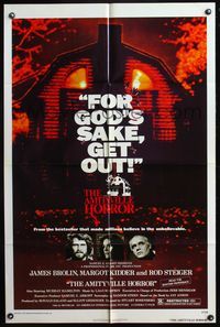 8w040 AMITYVILLE HORROR 1sh '79 AIP, great image of haunted house, for God's sake get out!