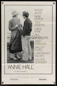 8w047 ANNIE HALL revised 1sh '77 full-length Woody Allen & Diane Keaton, a new comedy!