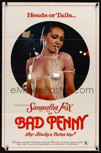 8w053 BAD PENNY 1sh '78 heads or tails, Samantha Fox always turns up, x-rated!