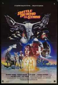 8w057 BATTLE BEYOND THE STARS 1sh '80 Richard Thomas, Robert Vaughn, Gary Meyer sci-fi art!