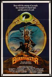 8w060 BEASTMASTER int'l 1sh '82 cool fantasy art of barechested Marc Singer & sexy Tanya Roberts!