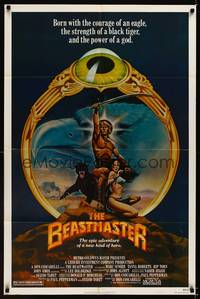 8w059 BEASTMASTER 1sh '82 cool fantasy art of barechested Marc Singer & sexy Tanya Roberts!