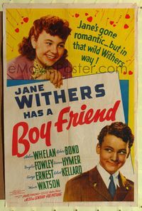 8w095 BOY FRIEND 1sh '39 teen Jane Withers has gone romantic!
