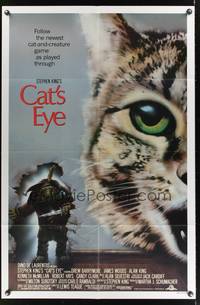 8w133 CAT'S EYE 1sh '85 Stephen King, Drew Barrymore, artwork of wacky little monster by J. Vack!