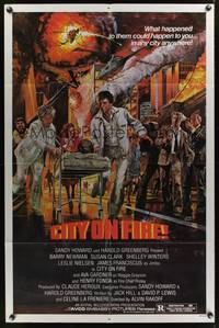 8w146 CITY ON FIRE 1sh '79 Alvin Rakoff, Ava Gardner, Henry Fonda, cool John Solie fiery art!