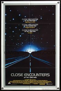 8w152 CLOSE ENCOUNTERS OF THE THIRD KIND silver border 1sh '77 Steven Spielberg sci-fi classic!