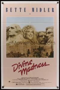 8w196 DIVINE MADNESS style A 1sh '80 wacky image of Bette Midler as part of Mt. Rushmore!