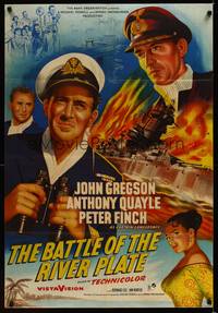 8w662 PURSUIT OF THE GRAF SPEE English 1sh '55 Powell & Pressburger's Battle of the River Plate!