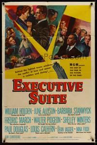 8w246 EXECUTIVE SUITE 1sh '54 William Holden, Barbara Stanwyck, Fredric March, June Allyson