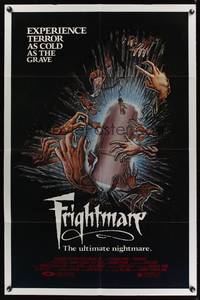 8w285 FRIGHTMARE 1sh '83 terror as cold as the grave, wild horror art of dismembered hands!
