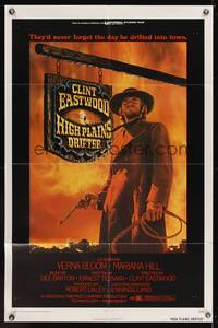 8w360 HIGH PLAINS DRIFTER 1sh '73 great art of Clint Eastwood holding gun & whip!