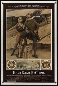 8w362 HIGH ROAD TO CHINA 1sh '83 Morgan Kane art of aviator Tom Selleck & Bess Armstrong!