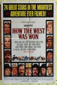 8w387 HOW THE WEST WAS WON int'l 1sh '64 John Ford epic, Debbie Reynolds, Peck & all-star cast!