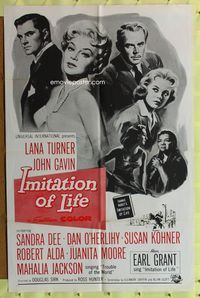 8w410 IMITATION OF LIFE military 1sh '59 sexy Lana Turner, Sandra Dee, from Fannie Hurst novel!