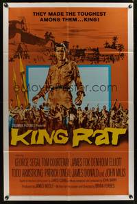 8w457 KING RAT 1sh '65 art of George Segal & Tom Courtenay, James Clavell, World War II POWs!