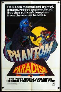 8w644 PHANTOM OF THE PARADISE revised 1sh '74 Brian De Palma, he sold his soul for rock & roll!