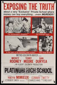 8w647 PLATINUM HIGH SCHOOL 1sh '60 the inside story of a school where money can buy murder!