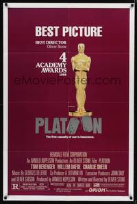 8w648 PLATOON style B awards 1sh '86 Oliver Stone, winner of the Best Picture & Best Director Oscars