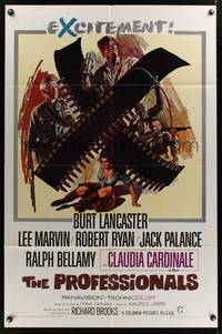 8w660 PROFESSIONALS 1sh '66 art of Burt Lancaster, Lee Marvin & sexy Claudia Cardinale!