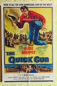 8w665 QUICK GUN 1sh '64 art of cowboy Audie Murphy in the raw rampaging fury of the West!