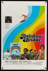 8w671 RAINBOW BRIDGE 1sh '72 Jimi Hendrix, wild psychedelic surfing & tarot card image!