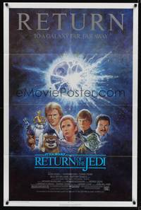 8w683 RETURN OF THE JEDI 1sh R85 George Lucas classic, Mark Hamill, Harrison Ford, cool Jung art!