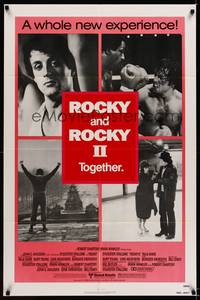 8w693 ROCKY /ROCKY II 1sh '80 Sylvester Stallone boxing classic double-bill, great images!