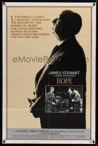 8w701 ROPE 1sh R83 James Stewart, great profile image of Alfred Hitchcock!