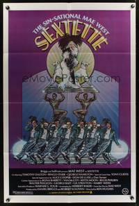 8w732 SEXTETTE 1sh '79 art of ageless Mae West w/dancers & dogs by Drew Struzan!
