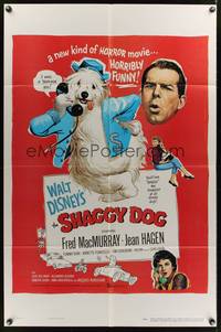 8w735 SHAGGY DOG 1sh '59 Disney, Fred MacMurray in the funniest sheep dog story ever told!