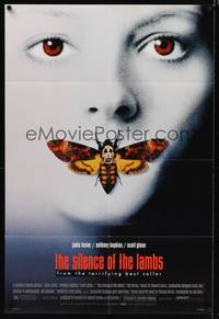 8w745 SILENCE OF THE LAMBS style D DS 1sh '90 great image of Jodie Foster with moth over mouth!