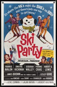 8w751 SKI PARTY 1sh '65 Frankie Avalon, Dwayne Hickman, where the he's meet the she's on skis!