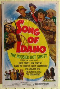 8w776 SONG OF IDAHO 1sh '48 wacky image of the Hoosier Hot Shots, western musical!