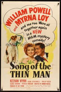 8w777 SONG OF THE THIN MAN 1sh '47 William Powell, Myrna Loy, and Asta the dog too!