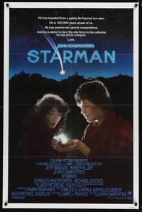 8w796 STARMAN int'l close-up style 1sh '84 John Carpenter, image of alien Jeff Bridges & Karen Allen!