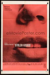 8w801 STOLEN KISSES 1sh '69 Francois Truffaut's Baisers Voles, sexy lips image!