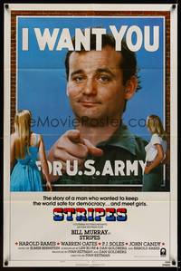 8w814 STRIPES style B int'l 1sh '81 Ivan Reitman classic military comedy, Bill Murray wants YOU!