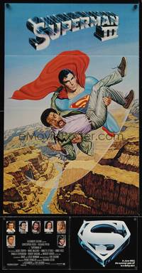 8w824 SUPERMAN III 2-sided advance 1sh '83 art of Christopher Reeve flying w/Pryor by Salk!