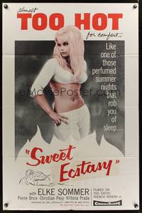 8w832 SWEET ECSTASY 1sh '62 super sexy Elke Sommer is almost TOO HOT for comfort!
