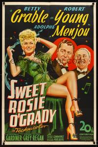 8w833 SWEET ROSIE O'GRADY 1sh '43 stone litho of sexy full-length Betty Grable, Young