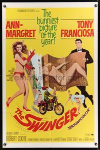 8w836 SWINGER 1sh '66 super sexy Ann-Margret, Tony Franciosa, the bunniest picture of the year!