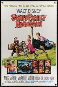 8w838 SWISS FAMILY ROBINSON 1sh R69 John Mills, Walt Disney family fantasy classic!