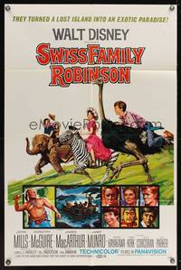 8w839 SWISS FAMILY ROBINSON 1sh R72 John Mills, Walt Disney family fantasy classic!