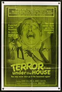 8w854 TERROR FROM UNDER THE HOUSE 1sh '71 if you look in the basement, be ready to SCREAM!