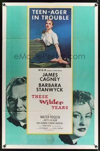 8w861 THESE WILDER YEARS 1sh '56 James Cagney & Barbara Stanwyck have a teenager in trouble!